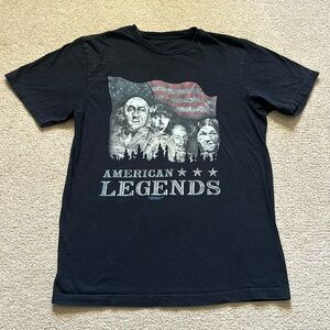 Men’s black Mount Rushmore, three stooges T-shirt